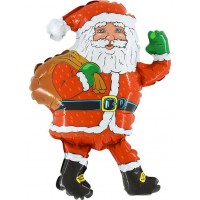 Шар (32''/81 см) Фигура, Дед мороз с мешком, Красный